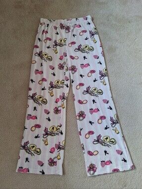 PLAYBOY Pink Stripe Plush Logo Pajama Bottoms Medium